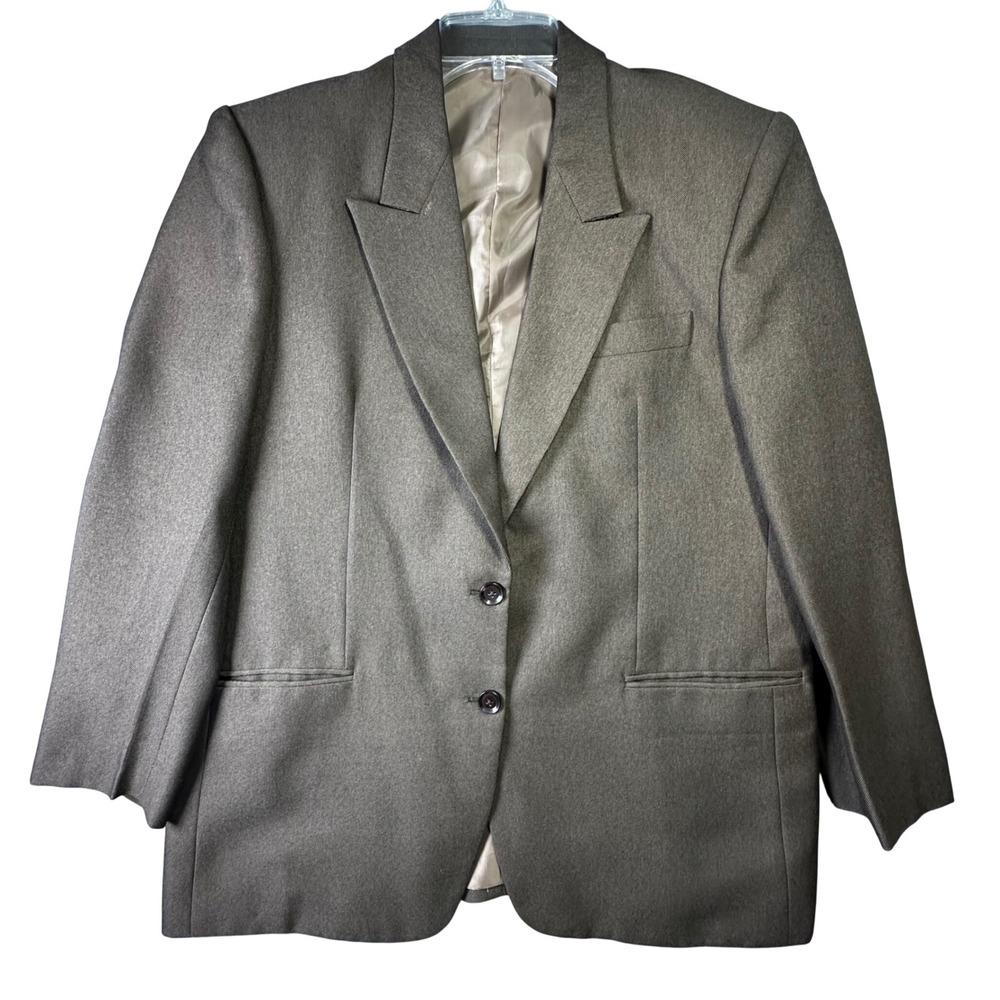 Saint Pierre Vintage Blazer Olive Brown‎ Two Button Professional Jacket L Brown